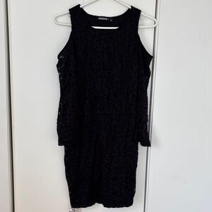 Chic Black Lace Cold Shoulder Mini Dress